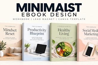 design a minimalist ebook, workbook and canva template