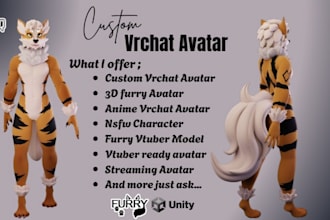 create custom vrchat avatar, vrc avatar, furry nsfw avatar, vr character
