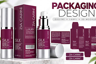 design luxury skincare packaging, dieline, print ready label files and 3d mockup