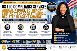 do llc annual report, boi report, certificate of good standing, agent change
