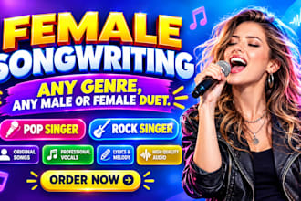 female rock singer vocalist custom song any genre songwriter