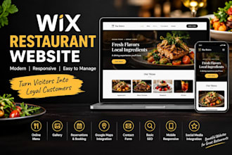 build and redesign a modern responsive wix restaurant website with online menu
