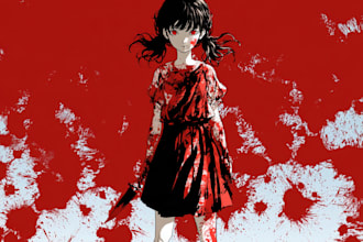 draw bloody horror animeblood illustration
