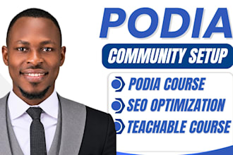 setup podia community, podia course creation, teachable course and podia website