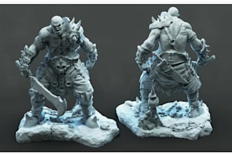 sculpt dnd statue, warhammer, stl character miniatures design, tabletop figurine