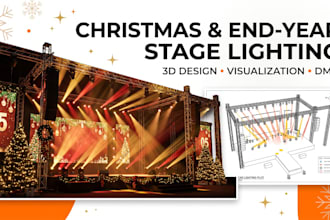 design christmas event concert and end year stage lighting in 3d