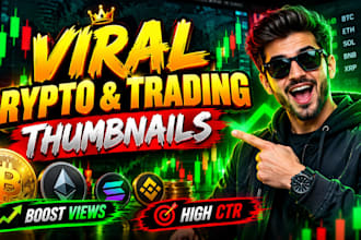 design viral crypto, trading, and finance youtube thumbnails