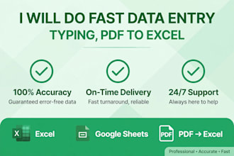 do data entry, excel and pdf to excel work