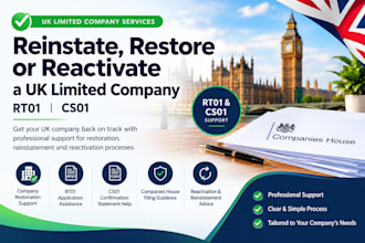 reinstate, restore or reactivate your UK limited company and file rt01 or cs01