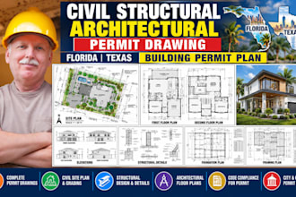civil structural architectural permit drawing florida texas building permit plan