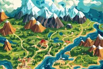 draw and design map illustration, travel map, vector map, event map, plat map