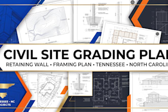 civil site grading plan retaining wall and framing plan tennessee north carolina