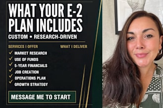 create your e2 visa business plan with financials and job creation model