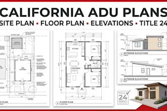 do adu, site plan, floor plan, elevations for california title 24 compliance