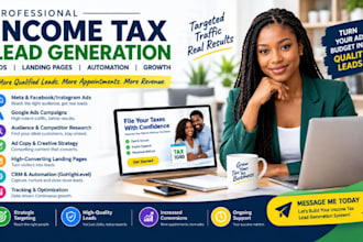 design income tax leads meta ads go high level CRM automation landing page