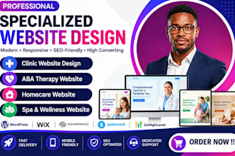 set up clinic website design, aba website, homecare website, and spa website