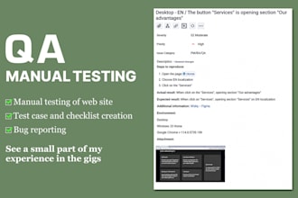 perform manual QA testing for your website