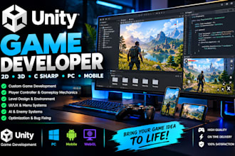 develop a professional 2d 3d unity game for mobile and PC