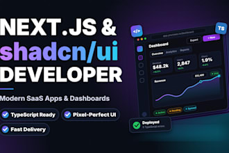 develop nextjs dashboard with shadcn ui