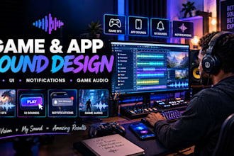 create custom game sound effects, app sounds, UI sounds and audio design