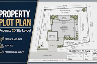 draw 2d site plan plot plan property layout and landscape plan for city permit