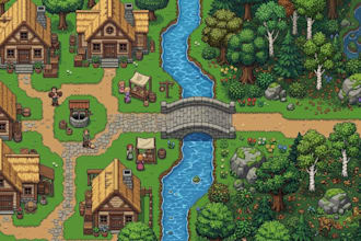 create 8bit 16bit pixel art background top down tileset tilemap rpg game assets