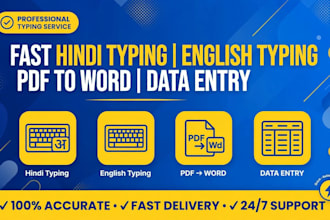 do fast hindi typing, english typing, pdf to word
