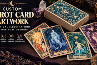 create custom tarot card artwork, mystical illustrations and spiritual designs