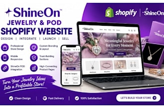 design shineon website shineon jewelry shopify shineon pod jewelry name store