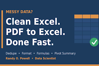 convert PDF to excel, clean data, and fix messy excel spreadsheets