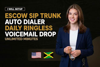 setup escow sip trunk auto dialer daily ringless voicemail drop unlimited minute
