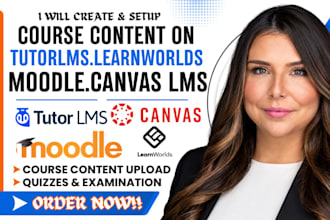 set up and customize canvas lms, tutorlms, moodle course and learnworlds website