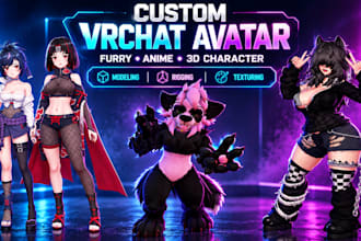 make custom vrchat avatar, furry character, rigging and unity setup