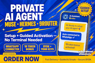 set up and configure muse spark, hermes agent, 9router ai stack