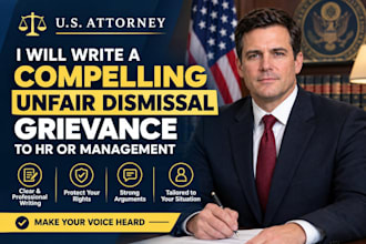 write compelling unfair dismissal grievance to HR or management