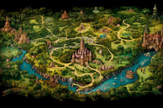 design custom fantasy maps, medieval map for your board game, story books