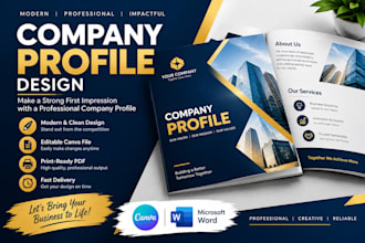 design company profile and business proposal in canva