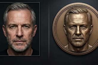 sculpt 3d bas relief 3d coin design 3d medallion stl file for 3d printing