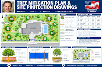 draft a tree mitigation plan and site protection drawings for permits