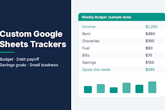build custom google sheets budget, debt, savings and business trackers