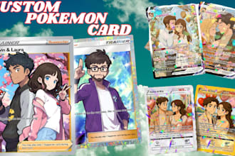 draw custom pokemon card, pokemon trainer, fakemon, pokemon tcg art, monster