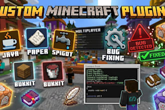 develop custom minecraft plugins using java for paper, spigot, and bukkit
