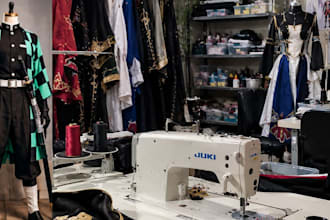 sew custom cosplay costume, halloween, anime cosplay creation and fabric cosplay