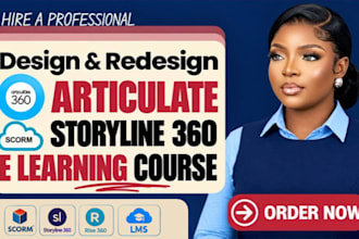 develop interactive elearning course in adobe captivate, articulate 360, scorm
