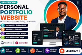 design personal portfolio website, resume website, and wordpress website