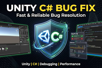 develop unity c sharp mechanics and fix game bugs
