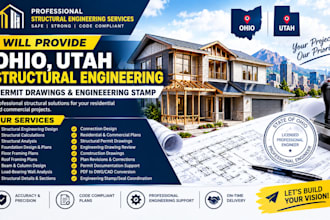provide ohio, utah structural engineering, permit drawings and engineering stamp