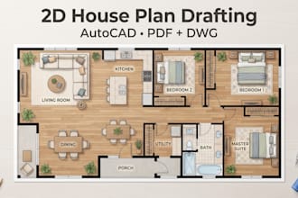 draw your 2d house plan in autocad