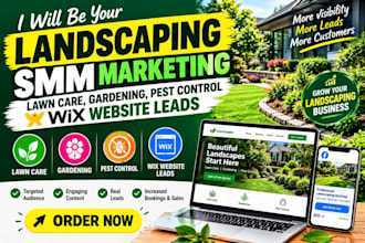 landscaping SMM marketing lawn care, gardening pest control wix website leads