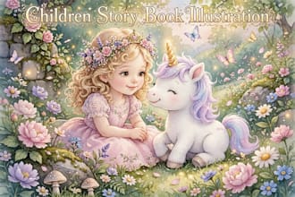 draw children story book illustration and watercolor   illustration